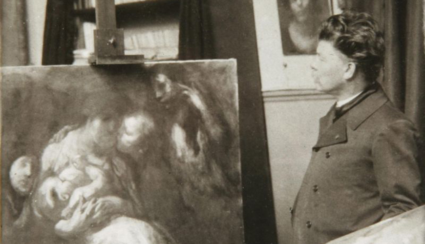 Eugène Carrière dans son atelier